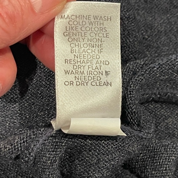 Pure Jill Oversized V-Neck Sweater, Blue, Drop Shoulder, 3/4 Length Sleeves, L - Picture 7 of 11